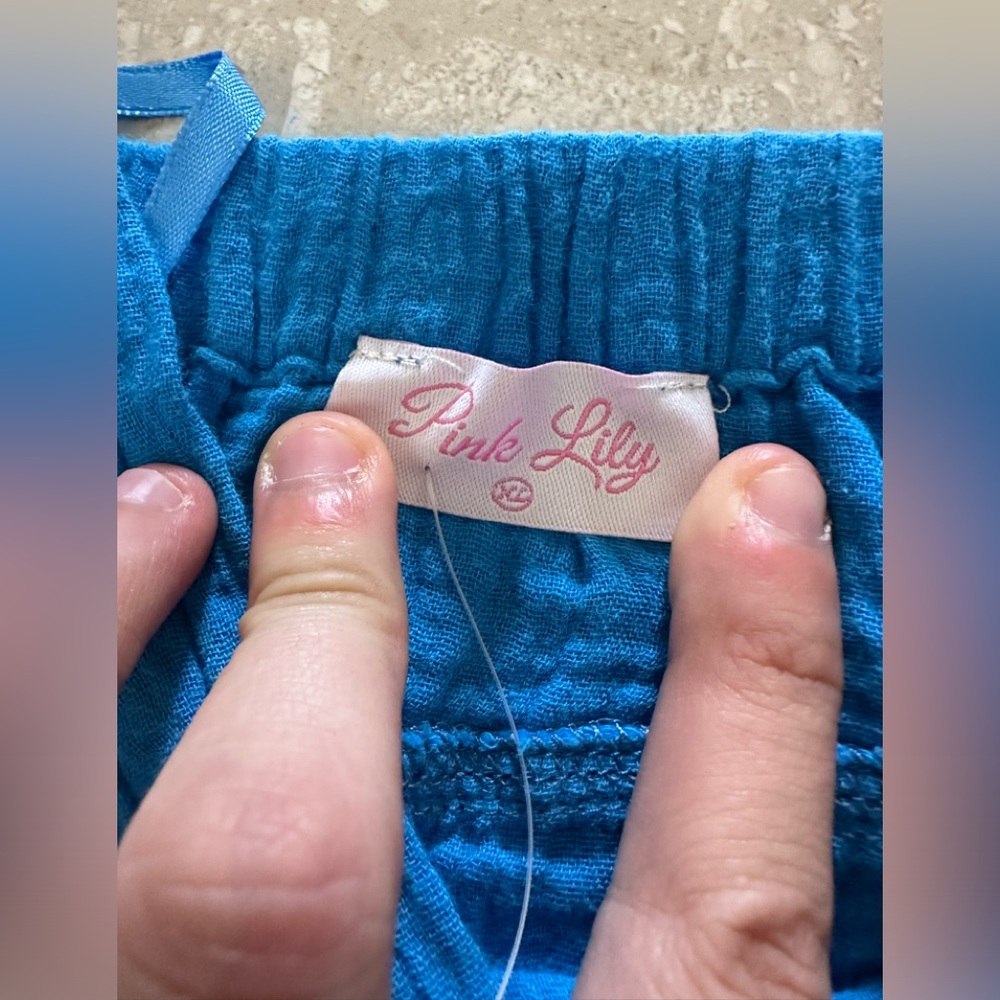 NWOT Pink Lily Guaze Cotton Blue Overall Romper Womens size XL - Picture 3 of 4